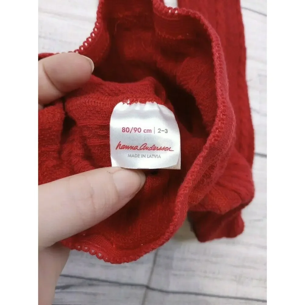 2/3 Hanna Andersson Red Cable Knit Tights